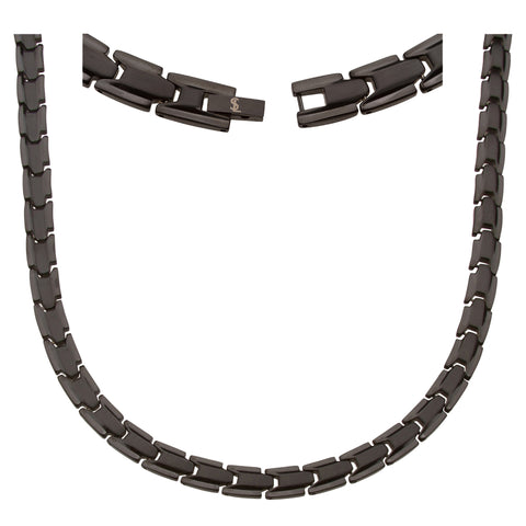 Elegant Titanium Magnetic Therapy Necklace - Unisex - Width: .35in, Solid / Black